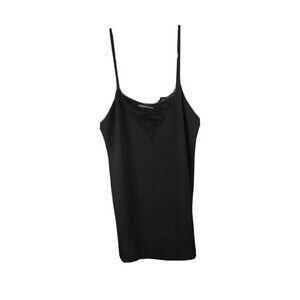 Foreign Exchange Women Summer Spaghetti Strap Sleeveless Black Top Size Medium